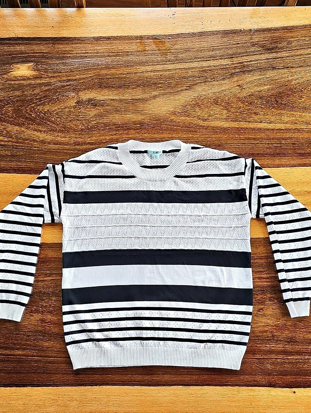 P.S. Kate Striped Knit Sweater White & Black Size M/L